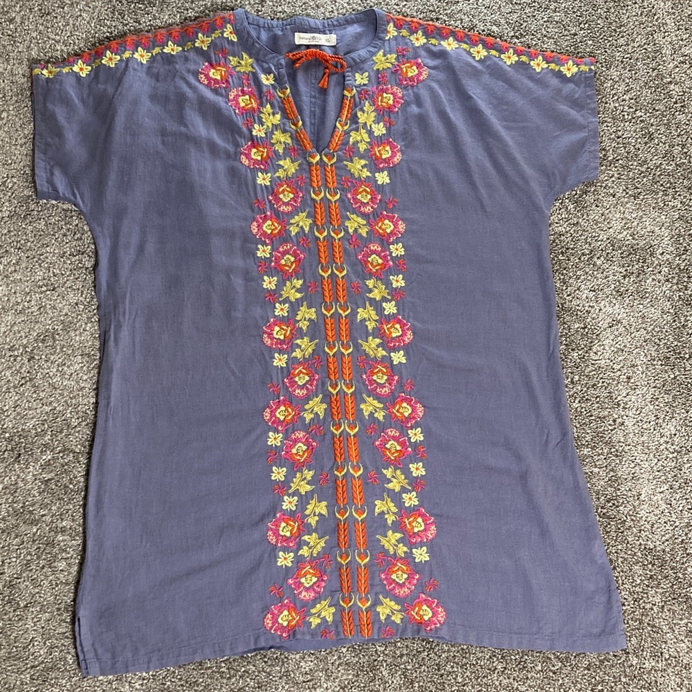 NATURAL LIFE Blue Mini Dress with Colorful Embroidery - Picture 4 of 10